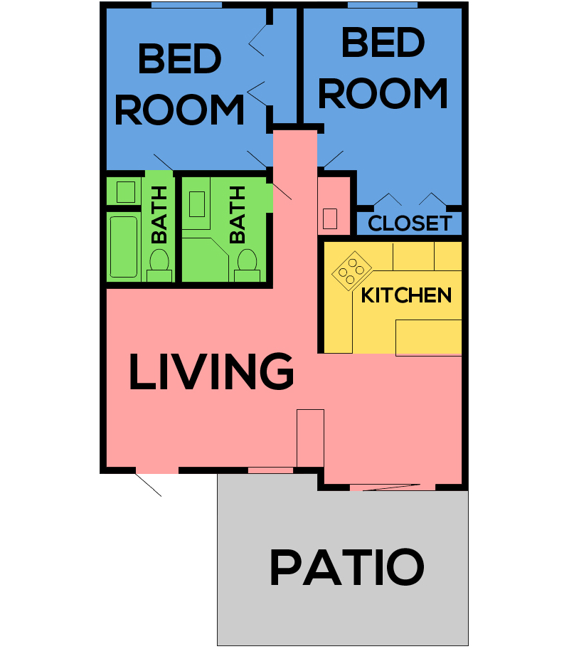 This image is the visual schematic representation of 'Floorplan A' in Kirby Gardens Apartments.